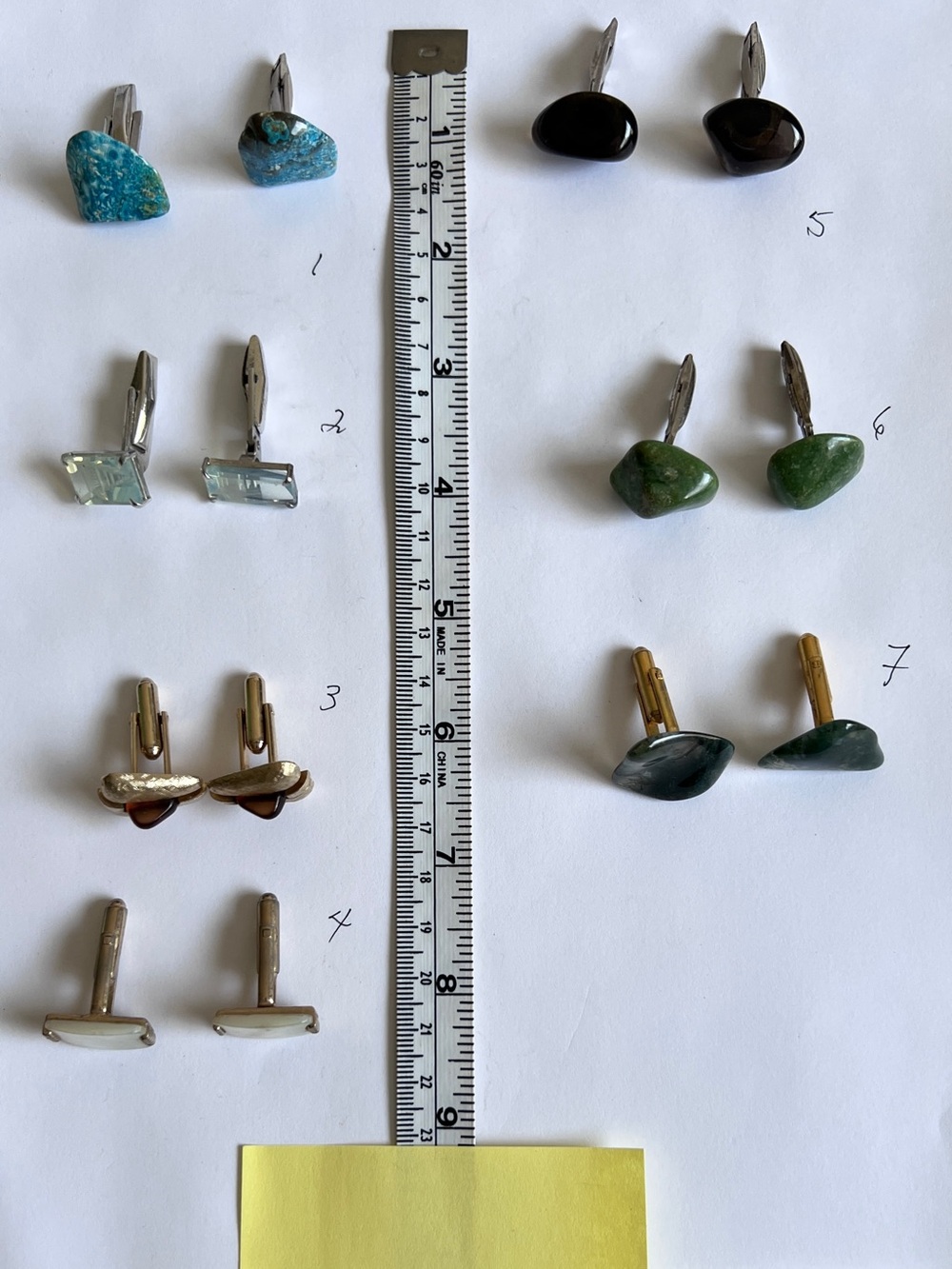 Set of 7 Birthstone Cufflinks Agate, Turquoise, Moss, Gemstones
